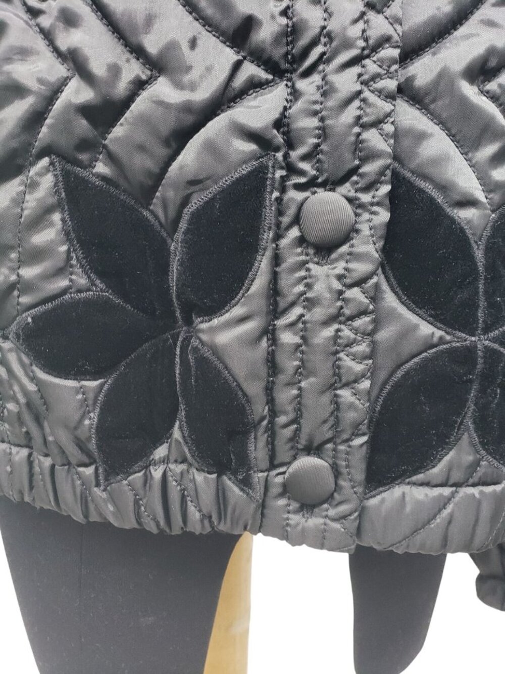 Free People Quinn Black Quilted Velvet Jacket Boho Floral Puff Sleeve Cropped S - Picture 6 of 14